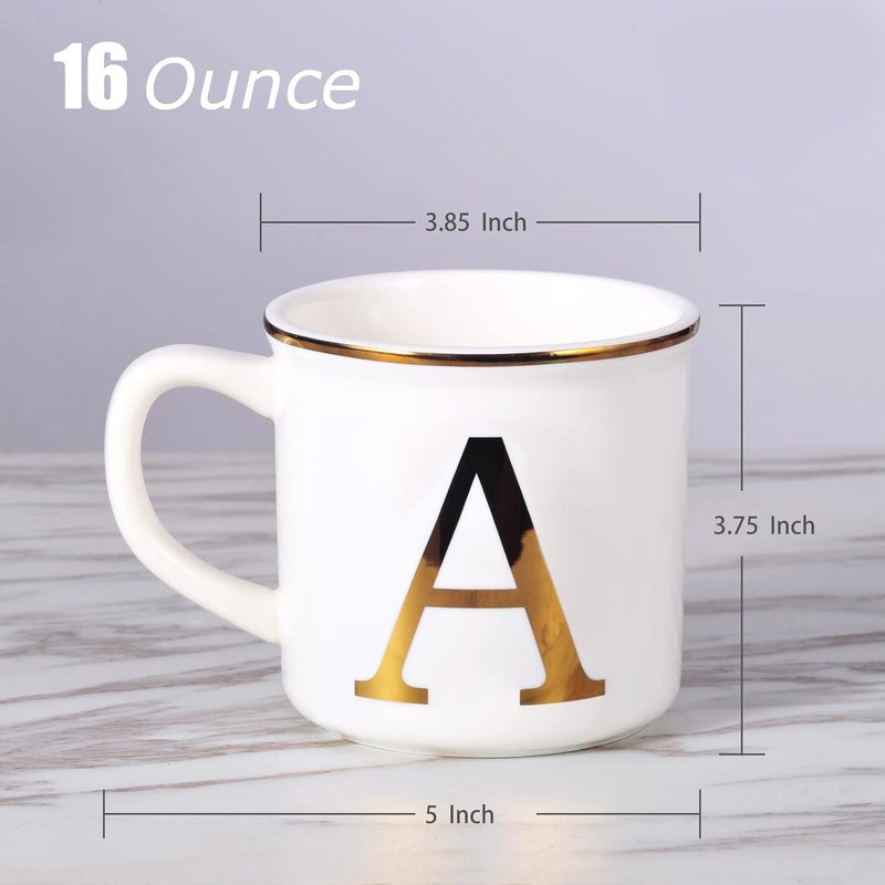 Miicol Ceramic Coffee Mug 16 oz, Monogram Coffee Cup, Golden Initial Tea Mug, Personalized Tea Cup, Unique Gift, Large Mug for Home, Office, Letter A - Image 2